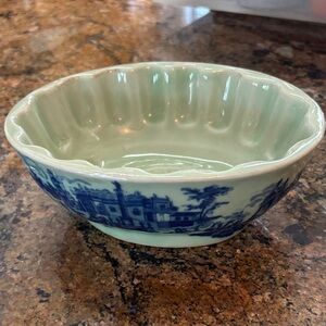 Blue and White Scenic ironstone pudding mold